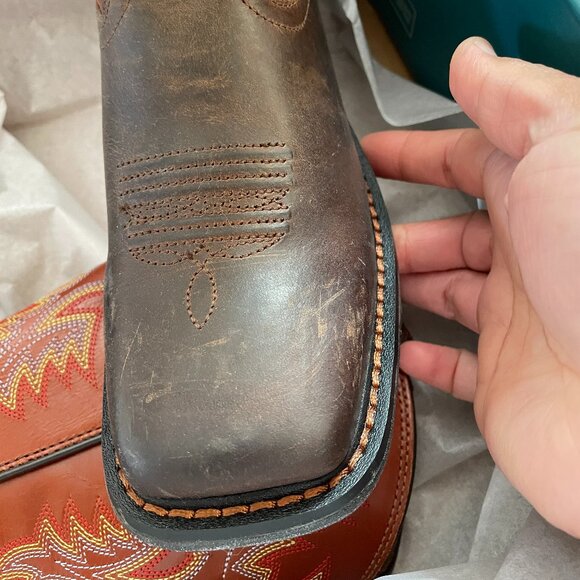 NIB Ariat Kid's Dark Earth Workhog Wide Square Toe Leather Boots. Cowboy Cowgirl - Picture 10 of 15